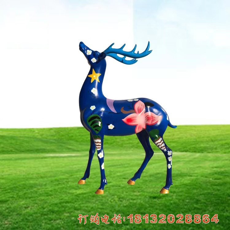 玻璃钢彩绘抽象鹿商场动物雕塑